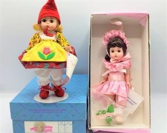 Madame Alexander Dolls Lullaby League Munchkin 13300 (in box) and Munchkin Peasant 140444 (in box) from The Wizard of Oz