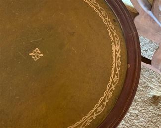 Ethan Allen Leather Top Side Table