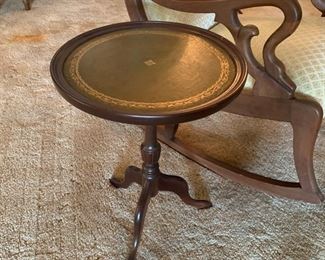 Ethan Allen Leather Top Side Table