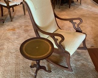 Ethan Allen Leather Top Side Table