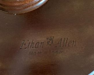 Ethan Allen Leather Top Side Table