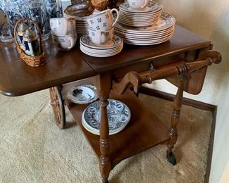Ethan Allen Drop Leaf Serving Cart w/Drawer and drop down Handle