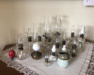 one lot of many oil lamps