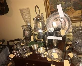 Items Located In The Dining Room  ~ Lots Of Sterling Silver & Silver Plated Items