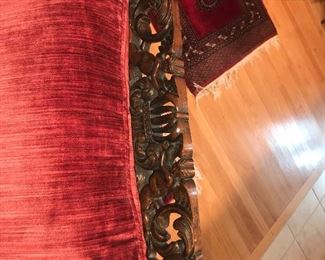 Items Located In The Living Room ~ Antique English Walnut Edwardian Bergere Sofa And Matching Chair With Down Cushion