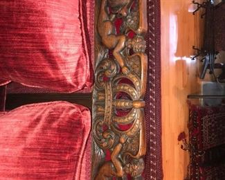 Items Located In The Living Room ~ Antique English Walnut Edwardian Bergere Sofa And Matching Chair With Down Cushion