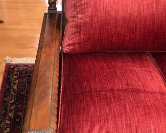 Items Located In The Living Room ~ Antique English Walnut Edwardian Bergere Sofa And Matching Chair With Down Cushion