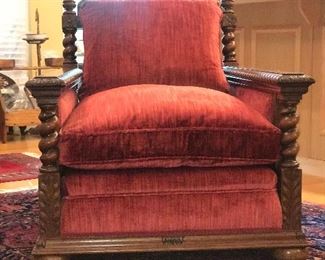 Items Located In The Living Room ~ Antique English Walnut Edwardian Bergere Sofa And Matching Chair With Down Cushion