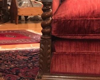 Items Located In The Living Room ~ Antique English Walnut Edwardian Bergere Sofa And Matching Chair With Down Cushion