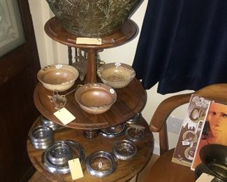 Items Located On The Sun Porch ~ Three Tiered Display Shelf ~ Sterling Silver Coasters And Ashtrays