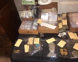 Items Located In The 2nd Bedroom  ~ Vintage Costume Jewelry & Sterling Pieces ~ Assorted 90% Silver Coins ~ Vintage Perfume