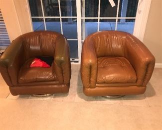 Items Located In The Finished Area Of The Lower Level ~ Vintage Milo Baughman Thayer Coggins Swivel Chairs