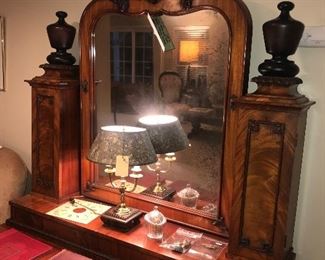 Items Located In The Finished Area Of The Lower Level ~ Antique Victorian Large Executive Desk With Mirror And Drawers