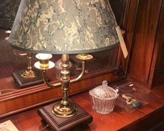 Items Located In The Finished Area Of The Lower Level ~ Brass Lamp With Marbleized Shade