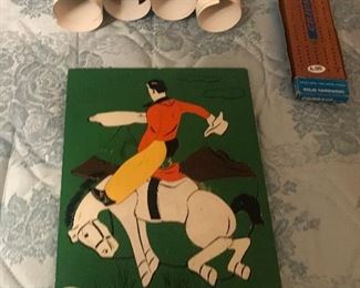 Items Located In The 3rd Bedroom ~ Vintage Wooden Playskool Broncing Cowboy Puzzle