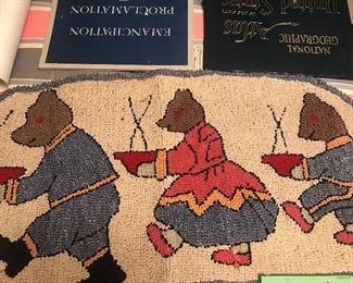 Items Located In The 3rd Bedroom ~ Old The Three Bears With Porridge Hooked Rug ~ No Goldilocks