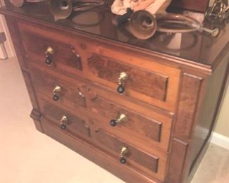 Items Located In The 3rd Bedroom ~ Antique Victorian Dress with Three Drawers And Mirror With Black Ebonized Tear Drop Pulls