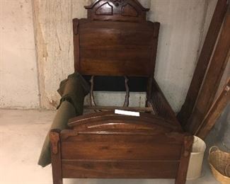 Items Located In The Unfinished Basement ~ Antique Victorian Eastlake Walnut Twin Size Bed