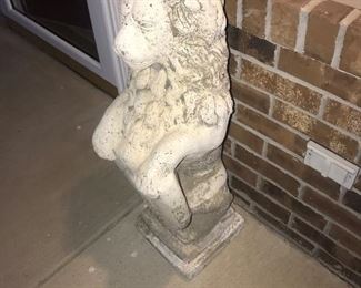 Items Located The Front Porch ~ Concrete Lion Holding Shield ~ Two Available