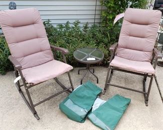 2 Rocking Lawn Chairs with Covers