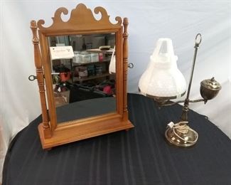 BirdsEye Tiger Maple Swivel Dresser Mirror  Lamp