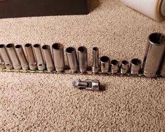 Snap-On Assorted 1/2, 3/8in. Driver Deep Well Sockets
