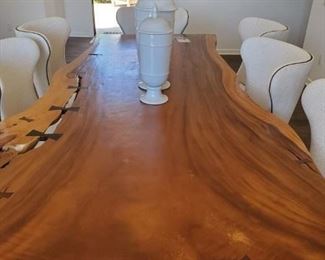 Custom teak live edge table