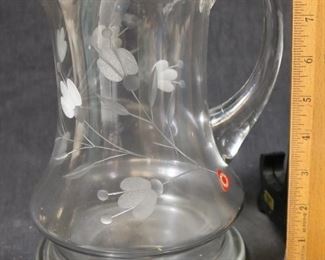 28 - Etched Crystal Pitcher 