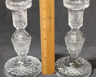 77 - Pair Crystal Candleholders - 2pc. 