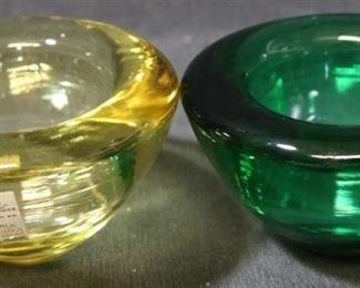 79 - Pair Colored Crystal Candle Holders - 2pc.