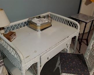 Vintage Wicker desk with chair