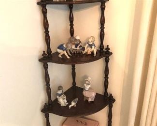 Corner shelf unit with collectibles 