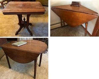 Vintage wood tables.
