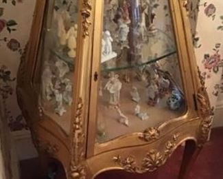 RARE Victorian Vitrine and Porcelain Figurine Collection