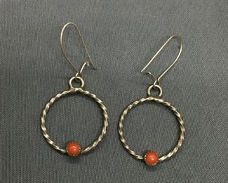 Round 18mm Diameter Twisted Ribbon Design w/ Round 3mm Rhodochrosite Cabochon Center Pair of