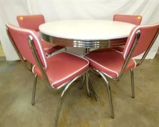 VIEW 2 CLOSEUP 50'S CROME TABLE SET 