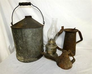 EARLY FUEL CANS,OIL LAMPS, ETC 