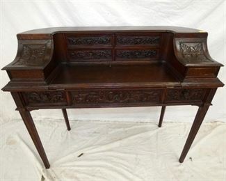 41X36 UNUSUAL CARVED OAK LADIES DESK 