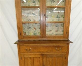 WALNUT 2PC. STEPBACK CUPBOARD 