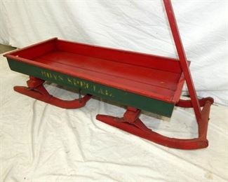 VIEW 2 CLOSEUP EARLY WOODEN SLED 