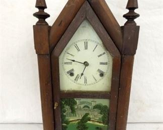 STEEPLE CLOCK W/ REVERSE PAINTING 