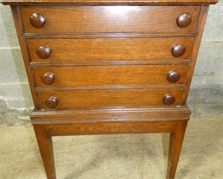 4 DRAWER OAK SPOOL CABINET 
