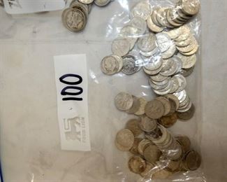 100 SILVER MERCURY DIMES 
