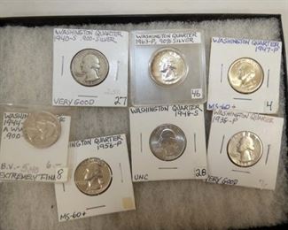 1930S-50S SILVER QUARTERS 