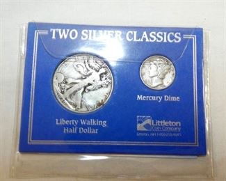 SILVER LIB. HALF, MERCURY DIME
