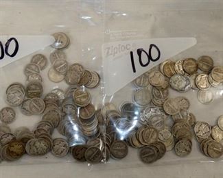 200 SILVER MERCURY DIMES 