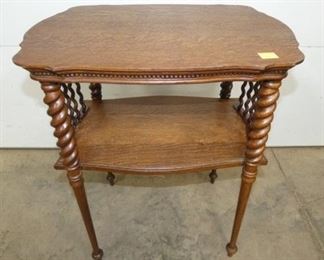 OAK END TABLE W/ TWIST LEGS 