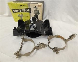 HOPALONG CASSIDY SADDLE, SPURS W/ BOX 