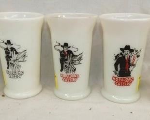 HOPALONG CASSIDY MILK GLASS GLASSES 