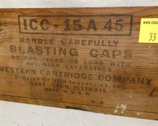 WESTERN 45 BLASTING CAPS WOODEN BOX 